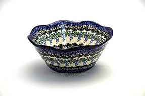 Polish Pottery Bowl - Curvy Edge - 8" - Wisteria