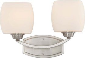 Nuvo Lighting 60/4182 Two Light Helium Vanity with Satin Glass, CUL Damp Location, Brushed Nickel by Nuvo Lighting