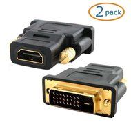 WOVTE Gold Plated HDMI Female to DVI-D Male Video Adapter Adaptor Converter Pack of 2 N2
