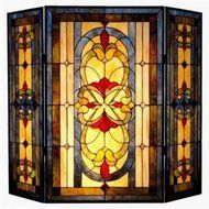 Chloe Lighting Tiffany 3 Panel Bronze Fireplace Screen