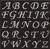 hot fix rhinestone motif,RHINESTONE IRON HEAT TRANSFER CAPITAL ALPHABET LETTERS and Numbers (LETTER STYLE 2) N4