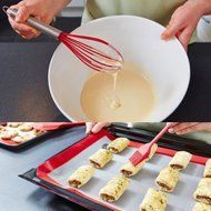 Silicone Kitchen Utensils Hygienic Solid Coating-Turner Large Spatula Small Spatula Basting Brush Whisk