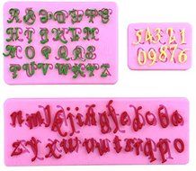 Script Letters &amp; Numbers 3 pc Silicone Mold Set for Fondant Chocolate Crafts