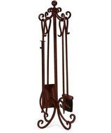 Small Crest Fireplace Screen With Doors And Tool Set, in Copper Finish