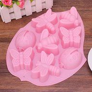 Beautiful Leaf Shape 8 Insects Silicone Cake Mold N4