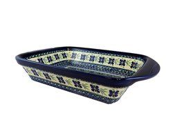 Polish Pottery Rectangular baker with handles, 11 x 9 x 2, 68 oz N3