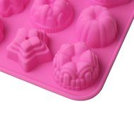 Lucky Shop1234 12-flower Silicone Cake Gel Non-stick Cake Bread Mold Chocolate Jelly Candy Baking Roasting Mold