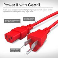 GearIt 18 AWG Universal Power Cord NEMA 5-15P to IEC320 C13 [UL Listed], Red (1 Foot/0.3 Meters) N16