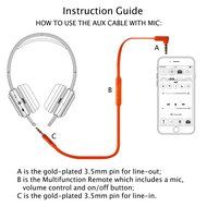 Jabees Universal 3.5mm Replacement Audio Cable with In-Line Remote and Microphone, 3-Feet - Green N16