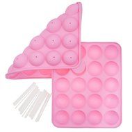 Quality Baking Set Kit With Pair of 20 Holes Pink Non Sticking Reusable Silicone Cake Pops Craft Molds / Forms...