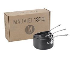 MAUVIEL 8610.50 - Series of 3 M'stone3 black anodized aluminum saucepans 16, 18 and 20 cm - Non Stick interior...