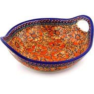 Ceramika Bona H1997G Polish Pottery Ceramic Bowl with Handles Hand Painted, 13-Inch
