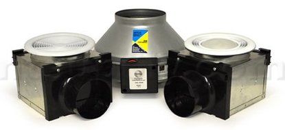 Fantech PB270FV-2 Inline Exhaust Fan, 270 CFM, Fluorescent Light &amp; 1-Unlit Grille - for 4&quot;&amp; 6&quot; Duct