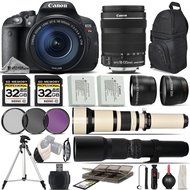 Canon EOS Rebel T5i DSLR Camera + Canon 18-135mm STM Lens + 650-1300mm Zoom Lens 1 + 500mm Telephoto Lens + 0.43X... N2