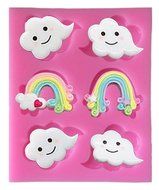 C-Pioneer Silicone Rainbow Smile Clouds Mold Sugarcraft Chocolate Fondant Cupcake Decorating Mold