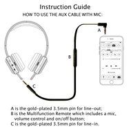 Jabees Universal 3.5mm Replacement Audio Cable with In-Line Remote and Microphone, 3-Feet - Green N21