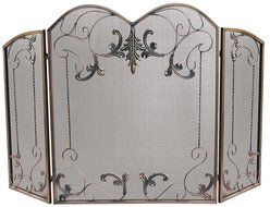 UniFlame 3-Fold Venetian Bronze Screen with Leaf Scrolls