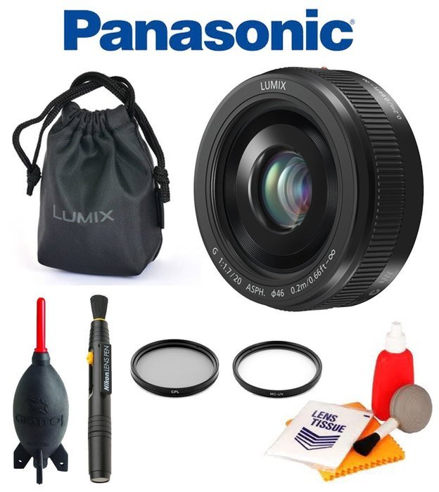 Panasonic H-H020AK Lumix G 20mm / F1.7 II ASPH Lens (Black) + Panasonic Lens Pouch + Giotto's Blower + Lens Pen... N3