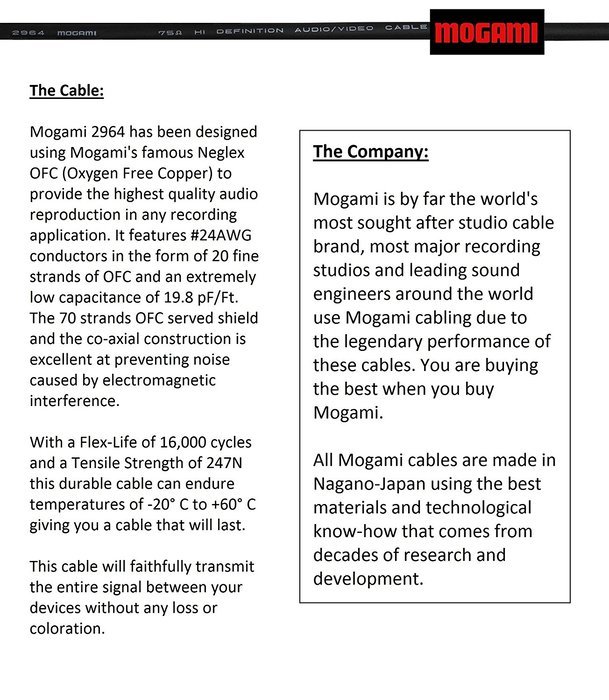 1 Foot RCA Cable Pair - Made with Mogami 2964 High-Definition Audio Interconnect Cable and Amphenol ACPL Black... N4