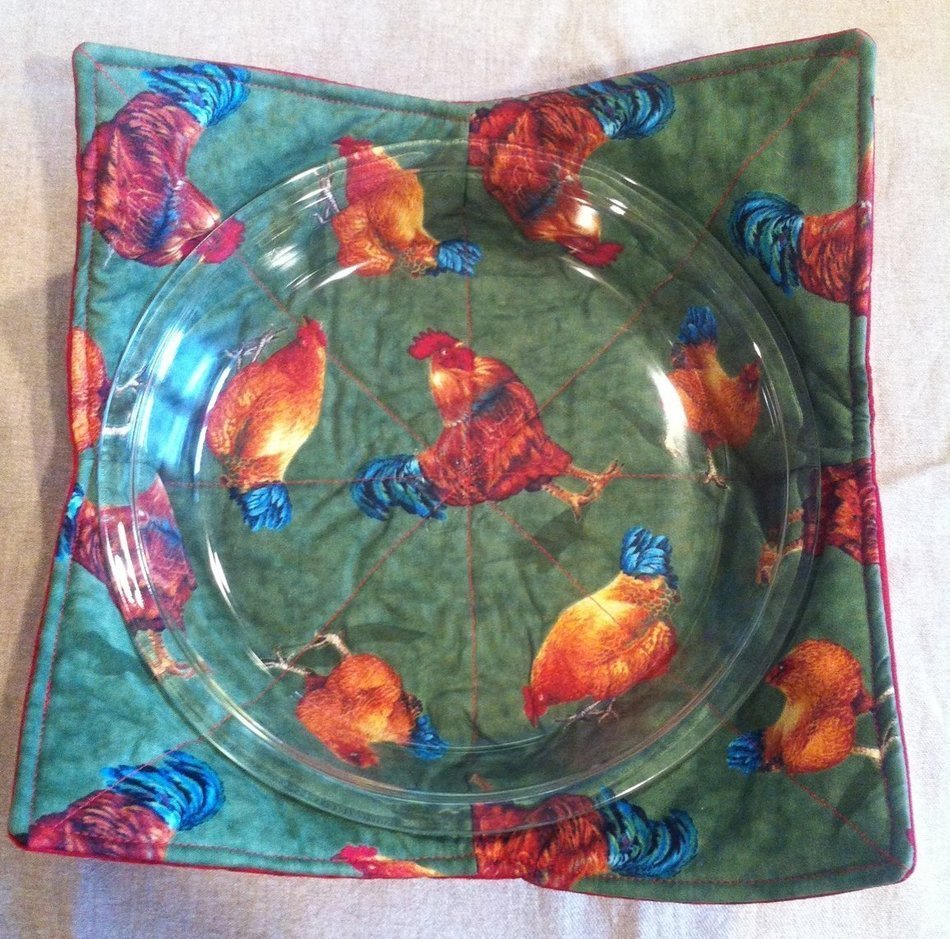 Rooster, Chicken handmade, Hot Cold Plate Cozy,Microwave Plate Cozie,Fabric Trivet,Hot pad,Pot Holder,Cotton Fabric...