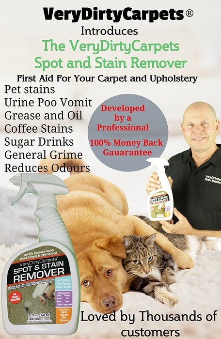 Carpet & Upholstery Cleaning Solution Spot & Stain Remover Spray 32 Oz. Free Spot Removal Guide. Best Concentrated... N6