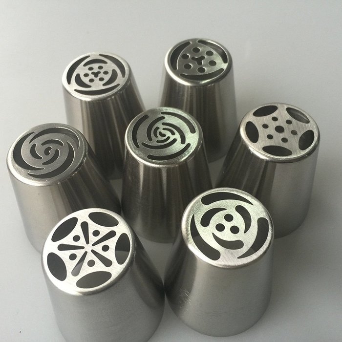 7pcs Russian Tulip Icing Piping Nozzles Cake Pastry Sugarcraft Plunger Tip Hot Sale