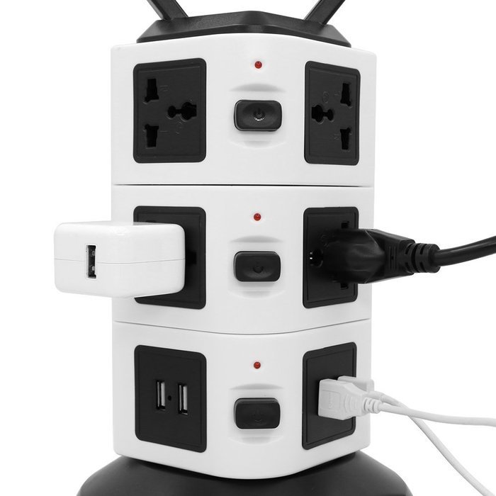 Surge Protectors USB, Bukm Smart Power Strip Tower, 4-Port USB Travel Charger Charging Station 10-Outlet Surge... N21
