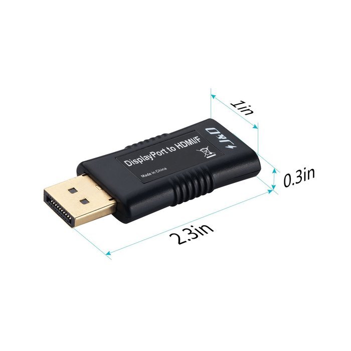 DP to HDMI, J&D Gold Plated DisplayPort to HDMI Adapter Converter - Male to Female - Black N3