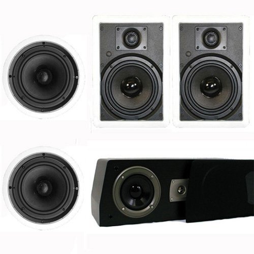 Theater Solutions 5.1 Home Theater 6.5" Speaker Set with Center, 10" Passive Sub More TS65CWC51SET10
