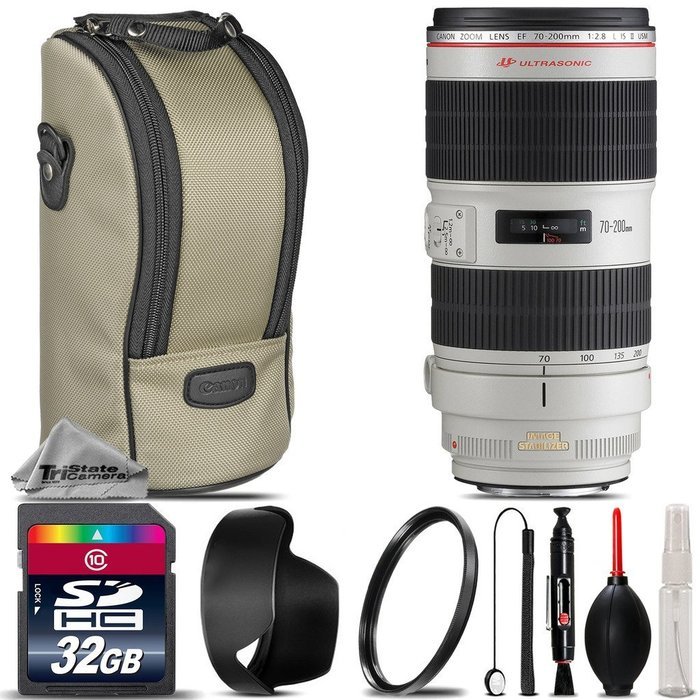 Canon EF 70-200mm f/2.8L IS II USM Lens + 32GB Class 10 High-Speed Memory Card + UV Filter + Lens Cap Holder +...