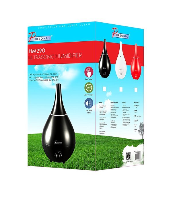 Pursonic Contemporary Cool Mist Ultrasonic Humidifier, White N3