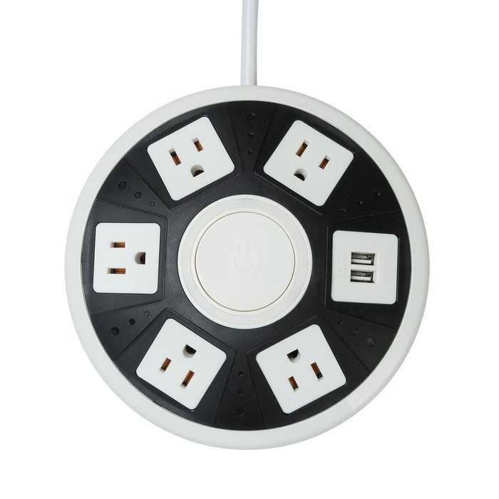 COOSA Smart Socket 5-AC Outlet + 2 USB Outputs UFO Shape Power Strip for Home/Office 2500W 10A /250V with 6.5... N2