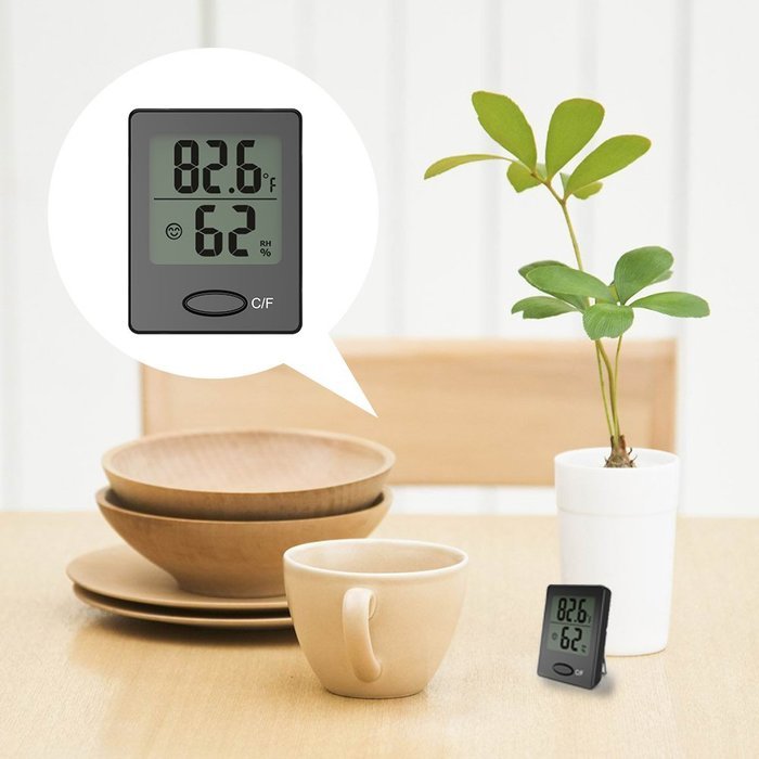 Baldr Mini digital thermometer with temperature and humidity display comfort level indication wall hanging or... N9
