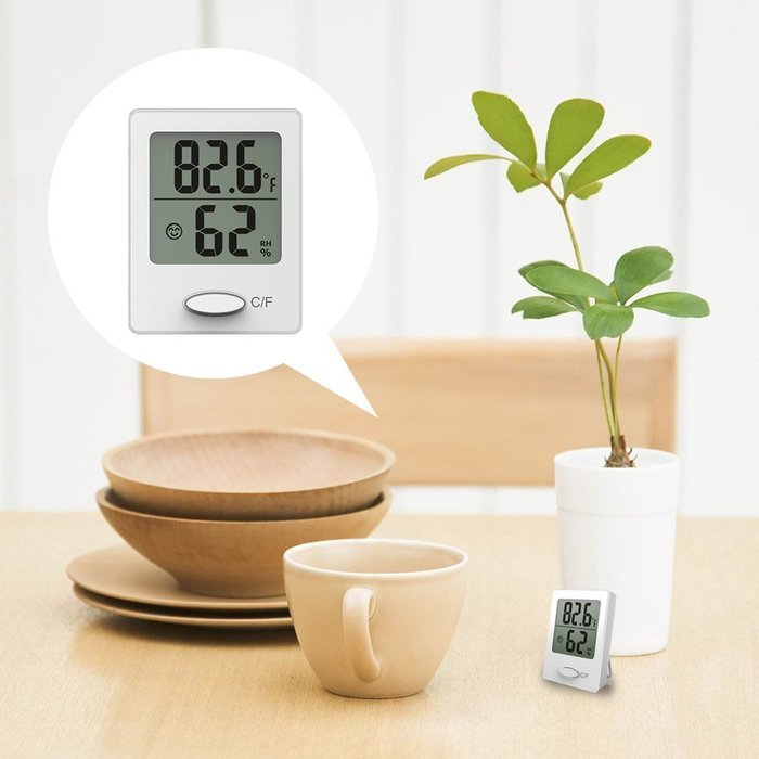 Baldr Mini digital thermometer with temperature and humidity display comfort level indication wall hanging or... N10
