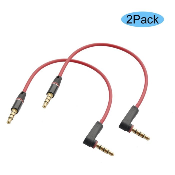 Seadream 2Pack 6 inch 4-Pole 3.5mm Male Right Angle to 3.5mm Female Stereo Audio Cable Headset Extension Cable... N6