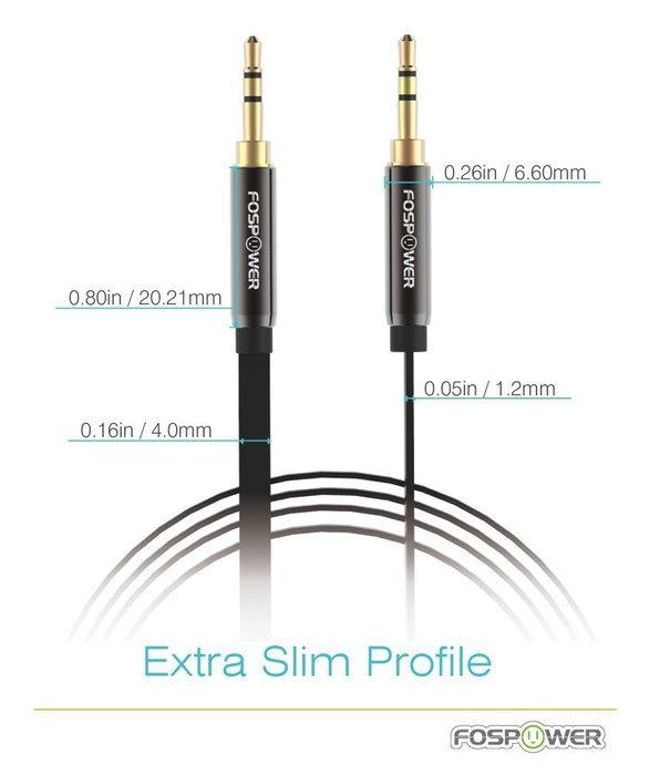FosPower [4ft] 3.5mm Male to 3.5mm Male [AUX] Stereo Audio Cable - 24K Gold Plated Flat Tangle-Free Auxiliary... N30