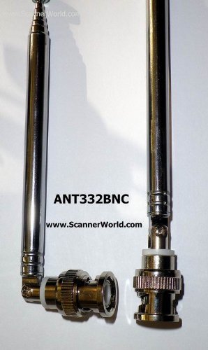 TELESCOPIC BNC MALE SWIVEL ANTENNA WITH METAL CONNECTOR FOR PORTABLE OR BASE RADIO SCANNERS, AND FREQUENCY COUNTERS