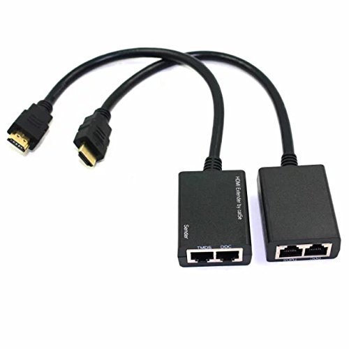 JahyShow&reg; HDMI Over RJ45 CAT5e CAT6 LAN Ethernet Balun Extender Repeater Up to 100ft 1080P N2
