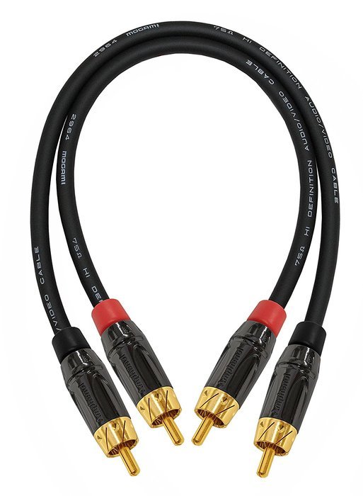 1 Foot RCA Cable Pair - Made with Mogami 2964 High-Definition Audio Interconnect Cable and Amphenol ACPL Black... N6