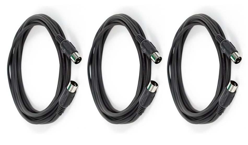 C&E 2 PCS, MIDI Cable with 5 Pin DIN Plugs, 10 Feet Black, CNE585437 N24