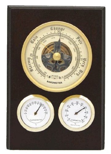 Ambient Weather MDF0705THB Cherry Finish Brass Dial Traditional Weather Station