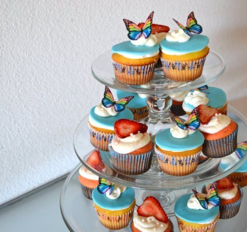 Edible Butterflies &copy; - Small Rainbow Monarchs Set of 24 - Cake and Cupcake Toppers, Decoration