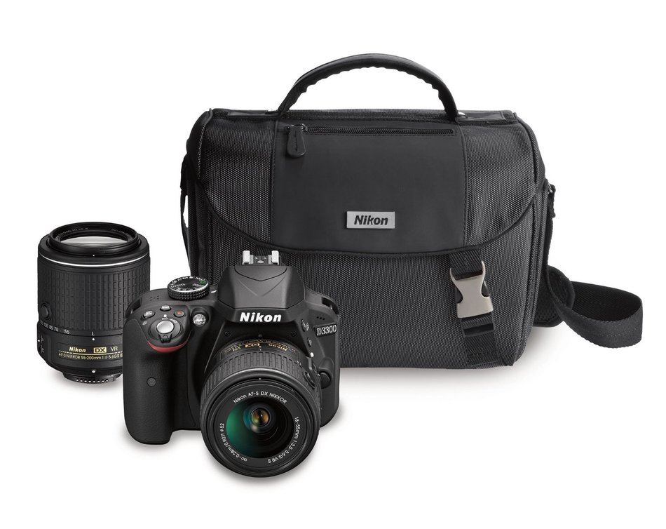 Nikon D3300 24.2 MP CMOS Digital SLR with AF-S DX NIKKOR 18-55mm f/3.5-5.6G VR II Zoom Lens (Grey) N8