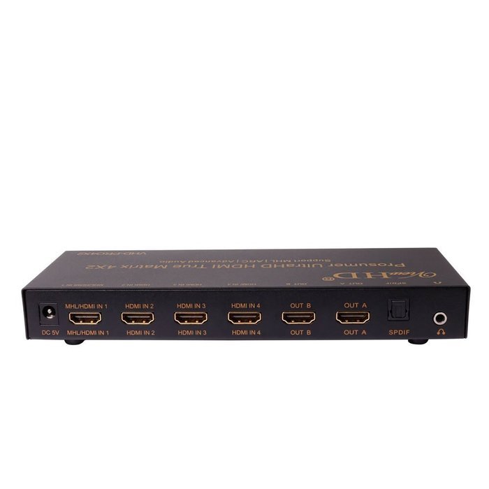 ViewHD Premium HDMI 4x2 Matrix v1.3 for HD 1080P with SPDIF Digital Surround or HiFi Stereo Audio Output (Compact...