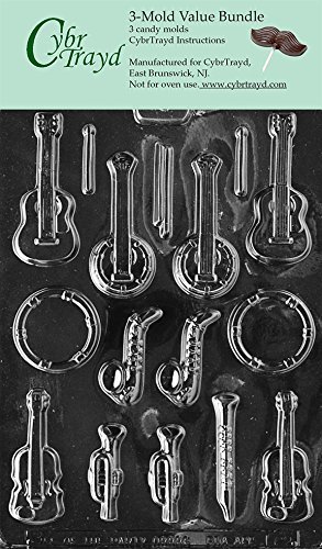 CybrTrayd J062-3BUNDLE Musical Instruments Chocolate Candy Mold with Exclusive Copyrighted Chocolate Molding Instructions