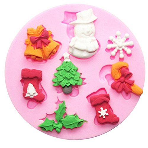 Anyana1 pcs Silicone Fondant Cake Mould DIY Decorating Tools Round Silicone Pink Christmas Style Snowman Christmas...