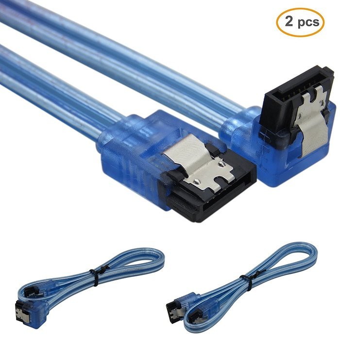 CableDeconn 2PCS/Set SATA III Straight/90-Degree Angled cable 6.0 Gbps with Locking Latch 50cm High Speed N9