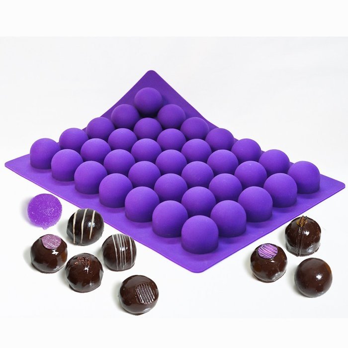 Truffly Made. XL Round Chocolate Truffle, Jelly and Candy Mold, 35 cavities, One step candy pop-out N2