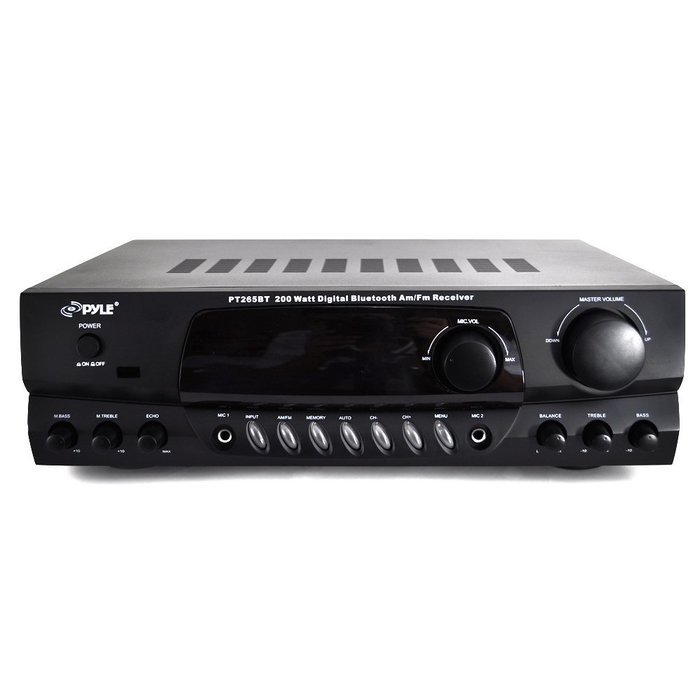 PYLE PT265BT Bluetooth 200W Digital Receiver Amplifier for Karaoke Mixing with Two Microphone Inputs & Four Speaker... N2