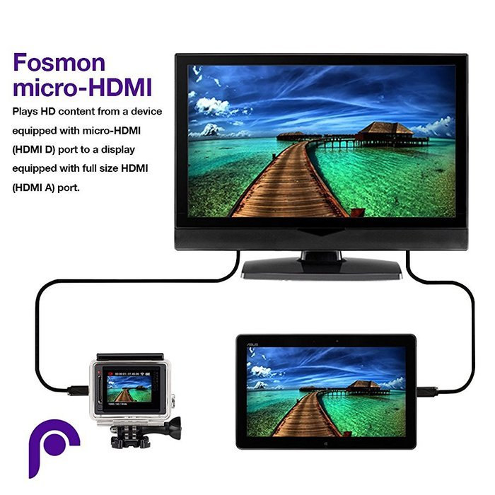 Micro HDMI to HDMI Cable, Fosmon (15 FT) High-Speed HDMI to Micro HDMI HDTV Cable [Support 4K, 3D, Ethernet, Audio... N3